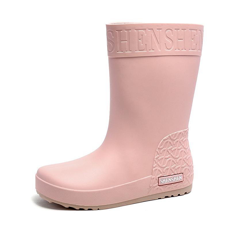 Женские водонепроницаемые нескользящие резиновые сапоги в корейском стиле с бархатной подкладкой для тепла