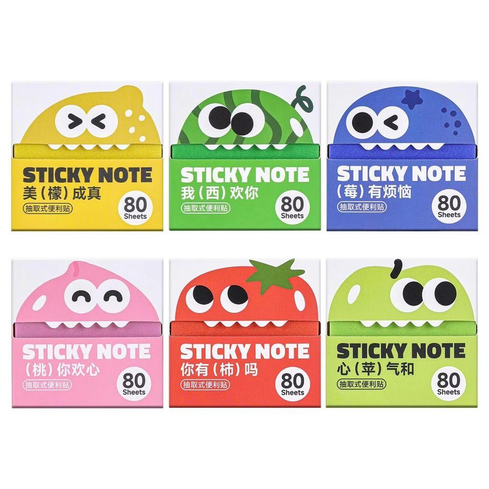 Pearlescent Pull-out Sticky Notes Creative Cartoon Notepads INS Colorful Memo Pad Kids Gift