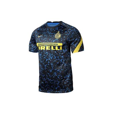 Предматчевая футболка с коротким рукавом Inter Milan, сезон 2020/2021, мужские топы, синие, черные, CD5815-414