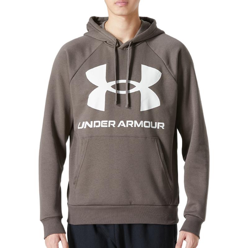 Under Armour Осень-зима 22, фирменный логотип, напечатанный на шнурке, капюшон, свитер с длинным рукавом, мужская толстовка, коричневый цвет 1357093-176