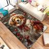 Festive Dog in Red Winter Outfit Patterned carpet, non slip mat suitable for living room and bedroom sofas