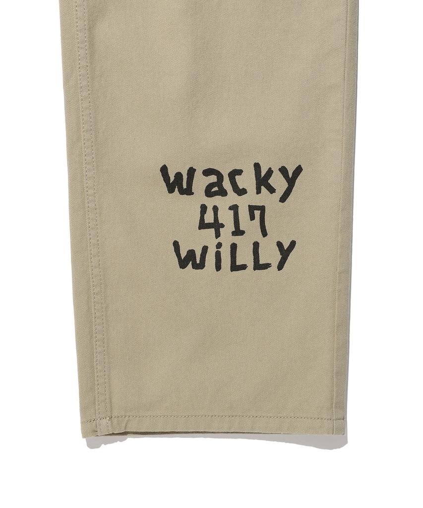WACKY WILLY Straight Graphic Denim Pants Beige