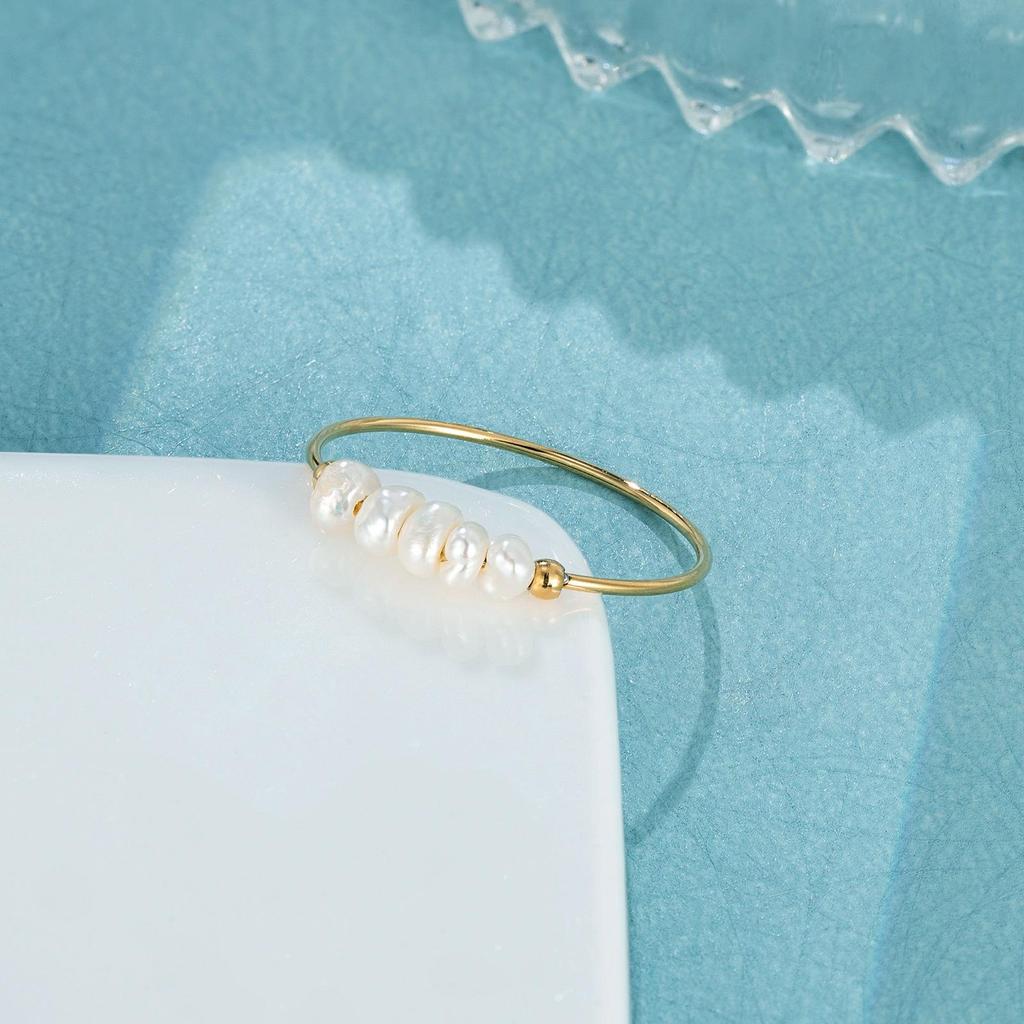 Elegant Baroque Pearl Ring In 18K Gold - Luxurious, Non-Fading Titanium Steel Jewelry for Women