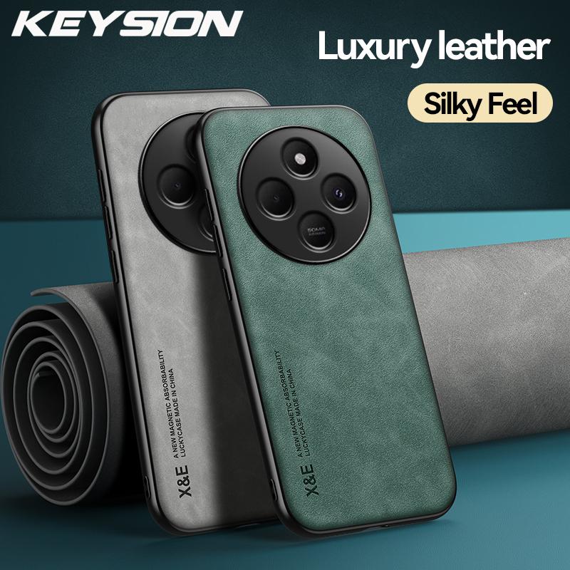 KEYSION Роскошный ретро чехол из искусственной кожи для Xiaomi Redmi 14C 4G Мягкий силиконовый + противоударный чехол для задней панели телефона из ПК для Xiaomi Redmi 14C