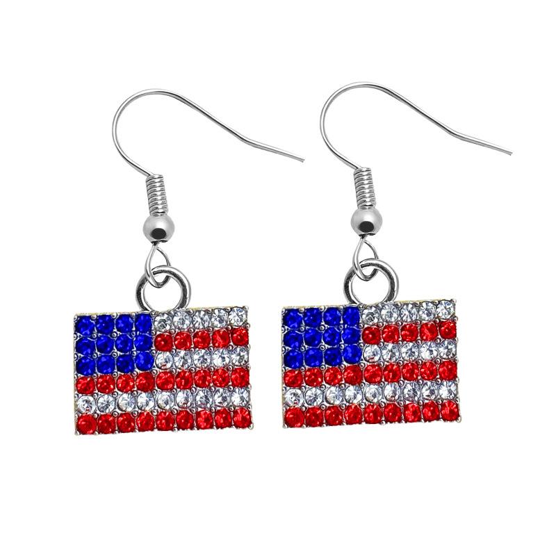 American Independence Day Earrings USA Winged butterfly diamond-encrusted boots oil-drip pendant earrings