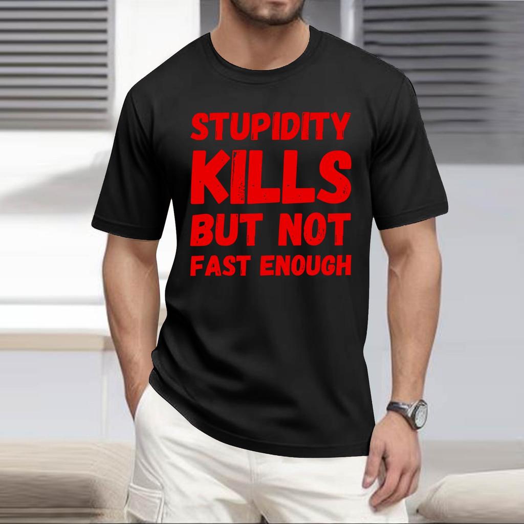 Летняя мужская популярная футболка с круглым вырезом и коротким рукавом с принтом