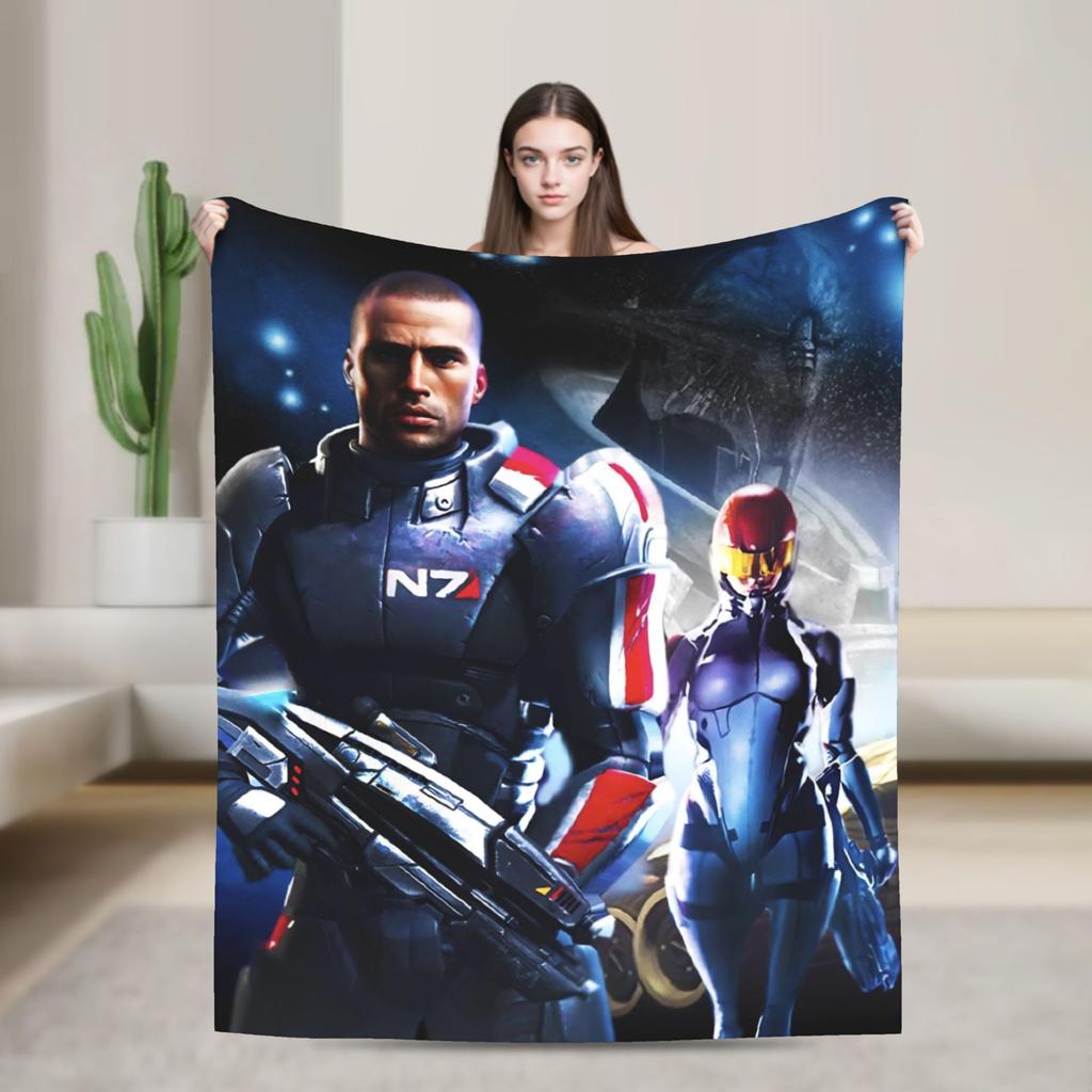 Effect Mass N7 Game Fleece Blankets Awesome Throw Blanket for Home Hotel Sofa 200x150cm Plush Thin Quilt