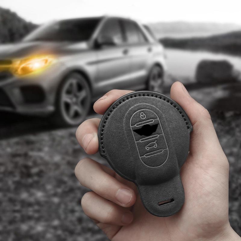 Styling Mouldings Suede Leather Car Key Case For BMW MINI COOPER S ONE JCW F54 F55 F56 F57 F60 CLUBMAN COUNTRYMAN Remote Fob Key