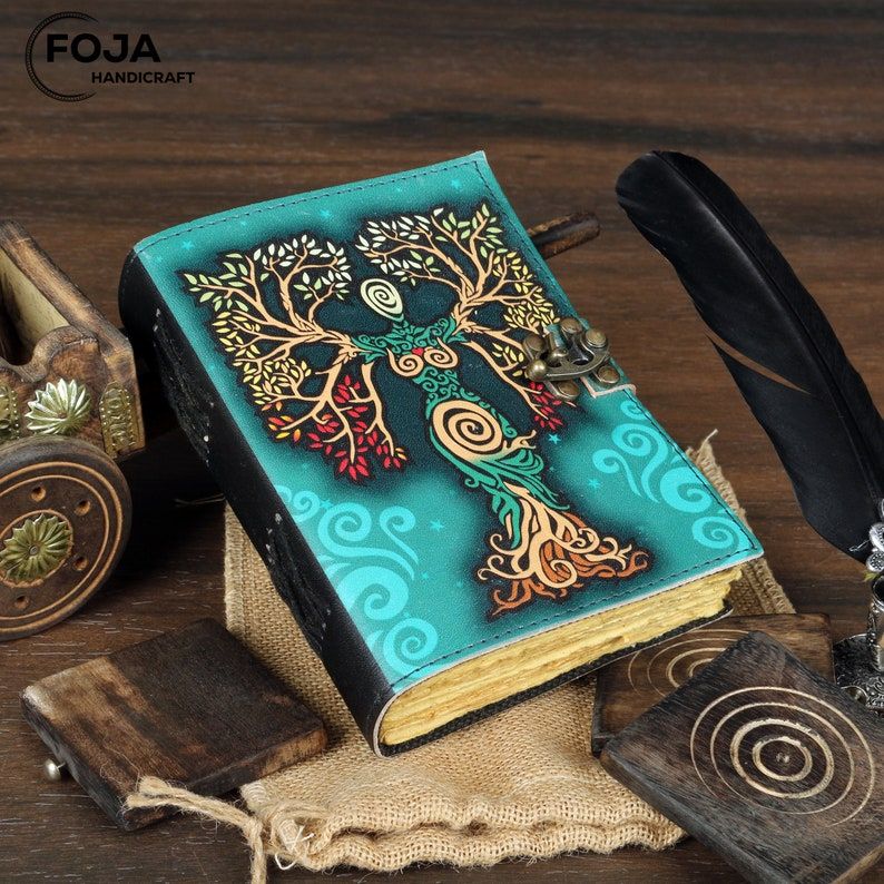 Книга заклинаний теней, пустой журнал «Мать земли», красочная бумага с декольными краями, винтажный кожаный блокнот без подкладки, ежедневный дневник 7x5 дюймов