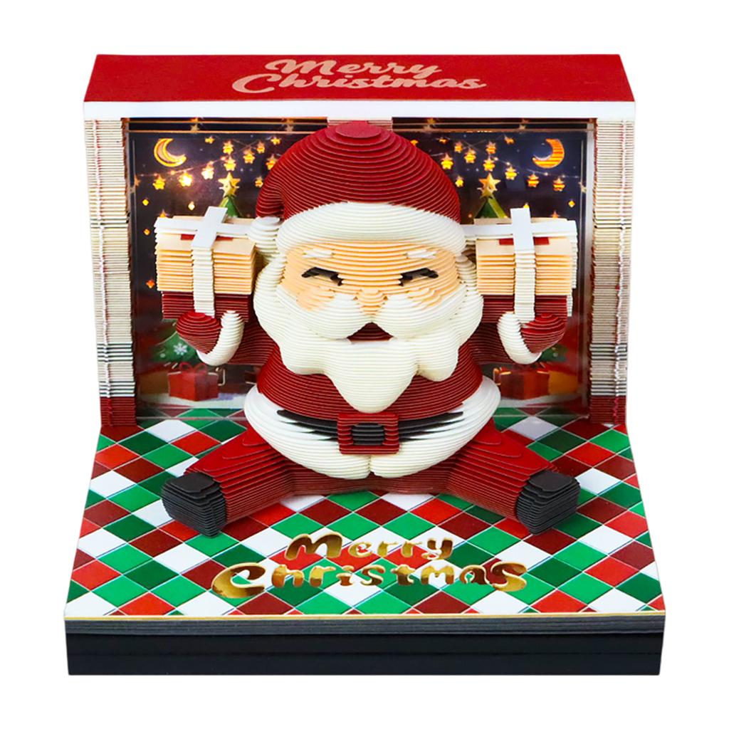Christmas Archway 3D Memo Pad with LED Light Holiday Paper Sculpture Sticky Notes Desk Decoration Christmas Gift