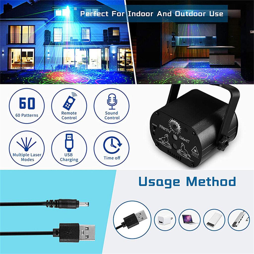Led Projector Stage Light 60 Patterns Manual Remote Control Atmosphere Lamp For Disco Ktv Show Party Lighting