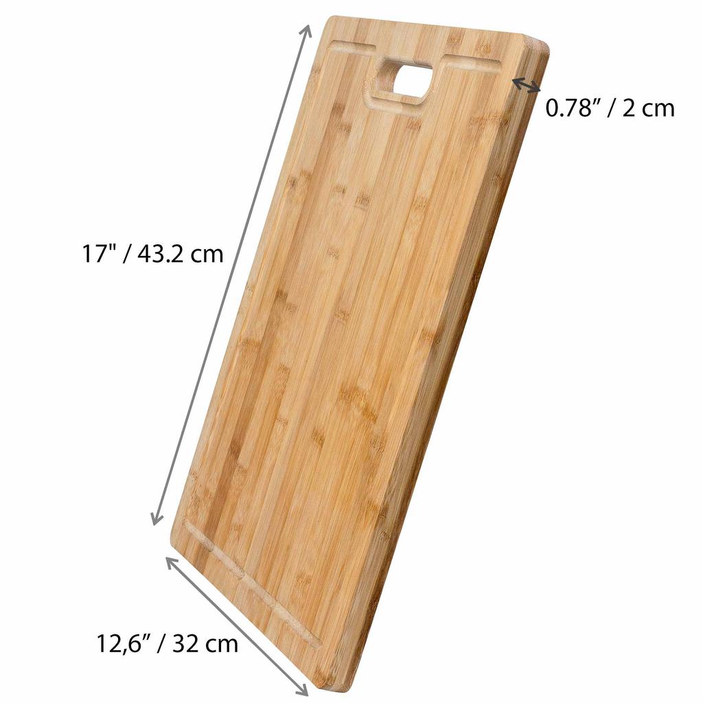 BlauKe® Деревянная разделочная доска для кухни 43x32см – Очень большая бамбуковая разделочная доска с желобком для сока, мясной блок, деревянная разделочная доска, поднос