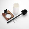 Black Toilet Brush Holder Set Wood Aluminum Wall Mounted Antique Lavatory Bathroom Durable Ceramic Cup WC Brush Rack Shelf Kit