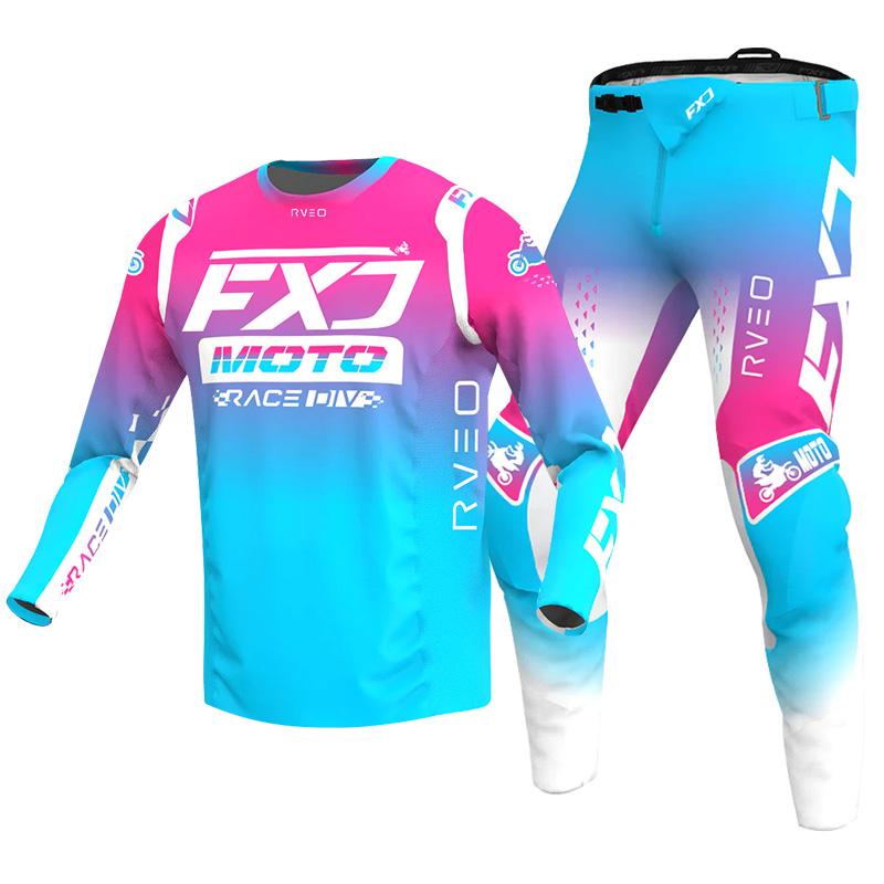 НОВЫЙ 2026 FXJ розовый комплект экипировки для эндуро и мотокросса mx джерси штаны зеленая мотоциклетная одежда mtb carracing костюм Оборудование для бездорожья