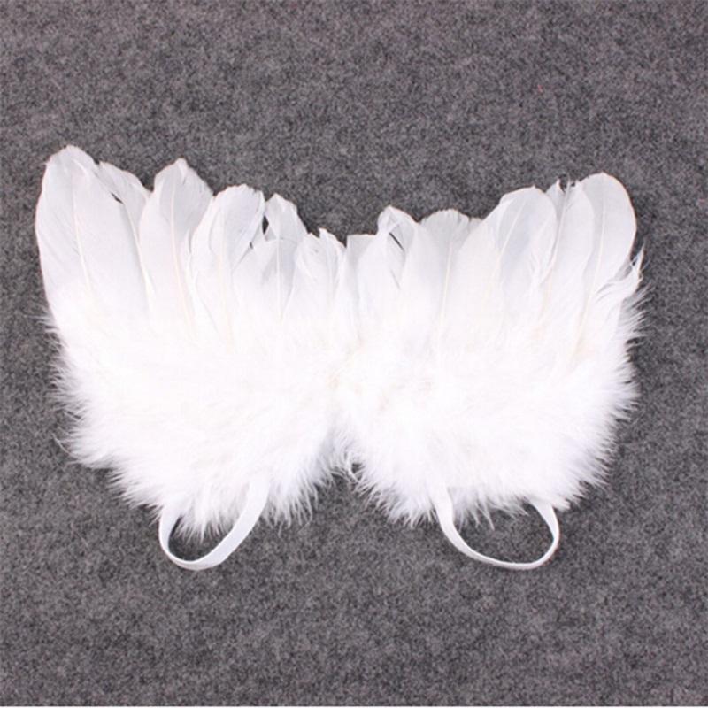 Cute Newborn Baby Girl Boy Angel Wings Headband Photo Props Silver Costume