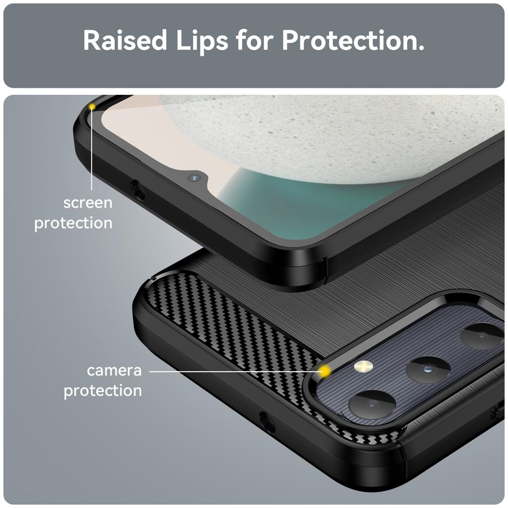 For Samsung Galaxy A05s 4G Case Brushed TPU Phone Cover with Carbon Fiber Texture