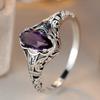 Vintage Silver Color Hollow Carving Pattern Punk Rings for Women Marquise Purple CZ Crystal Finger Ring Wedding Fashion Jewelry