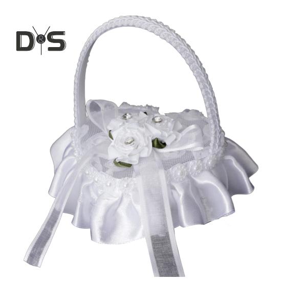 Rhinestone Decor Wedding Ring Pillow Rose Beautiful Wedding Elegant Lace Jewelry Case