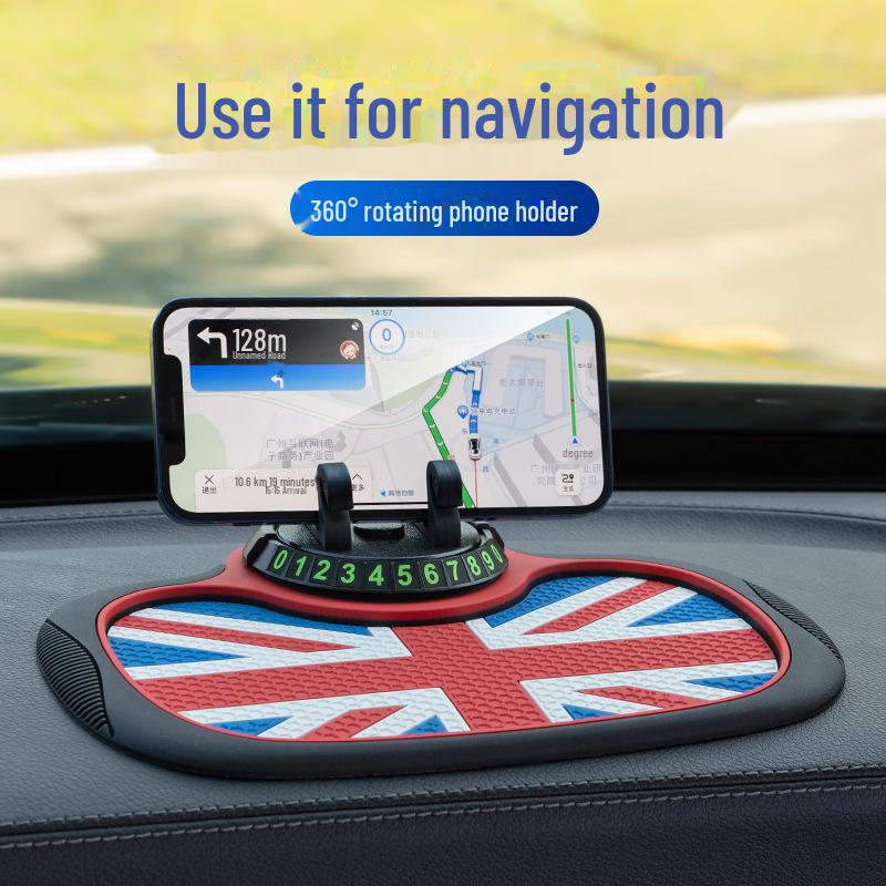 Противоскользящий коврик на приборную панель автомобиля с держателем для телефона и знаком парковки