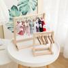 Double Bar Wooden Clothes Hanger for Plush Doll Garments Sturdy Storage Organizer for Kids Room and Wardrobe