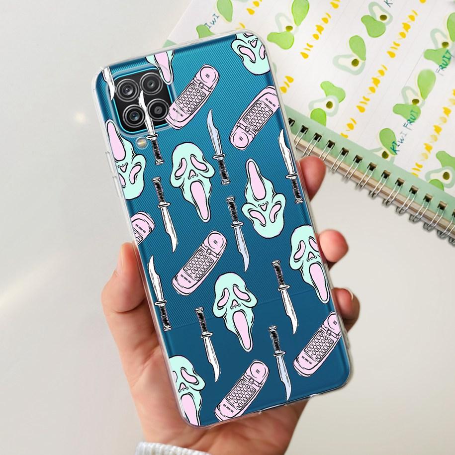 Чехол для Samsung Galaxy A12 Прозрачная накладка Модный Цветок Тонкий Мягкий ТПУ Чехол для Телефона Для Samsung A12 SM-A125F M12 F12 A 12 Capa