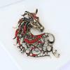 1/4Pcs Retro Style Brooch Sparkling Rhinestones Inlaid Horse Head Design Pin Clothes Hats Bags Badge Horse Year Zodiac Accessories