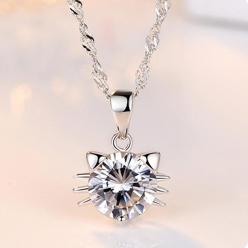925 Sterling Silver Moon Necklace Pendant Zircon For Women Fashion Exquisite Student Girlfriend Jewelry Accessories Heart GiftGood product