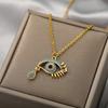 Zircon Blue Evil Eye Necklace for Women Gold Color Stainless Steel Necklace Lucky Turkish Eye Pendants Chain Jewelry Gift Collar