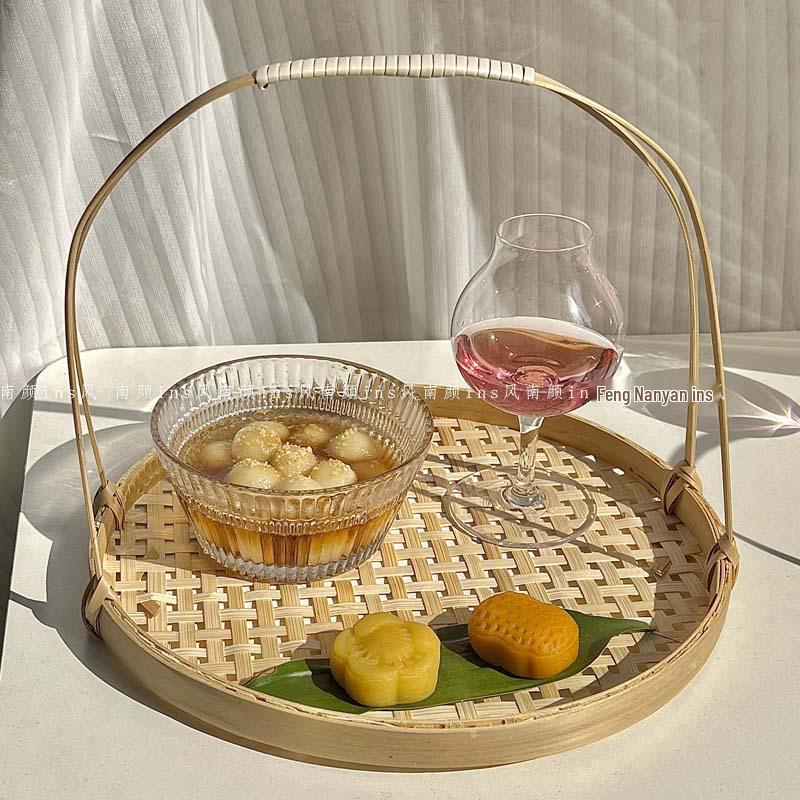 Маленькая бамбуковая корзинка для закусок - Посуда для картофеля фри и жареных блюд, Ручная тарелка для выпечки и Декоративное плетение.