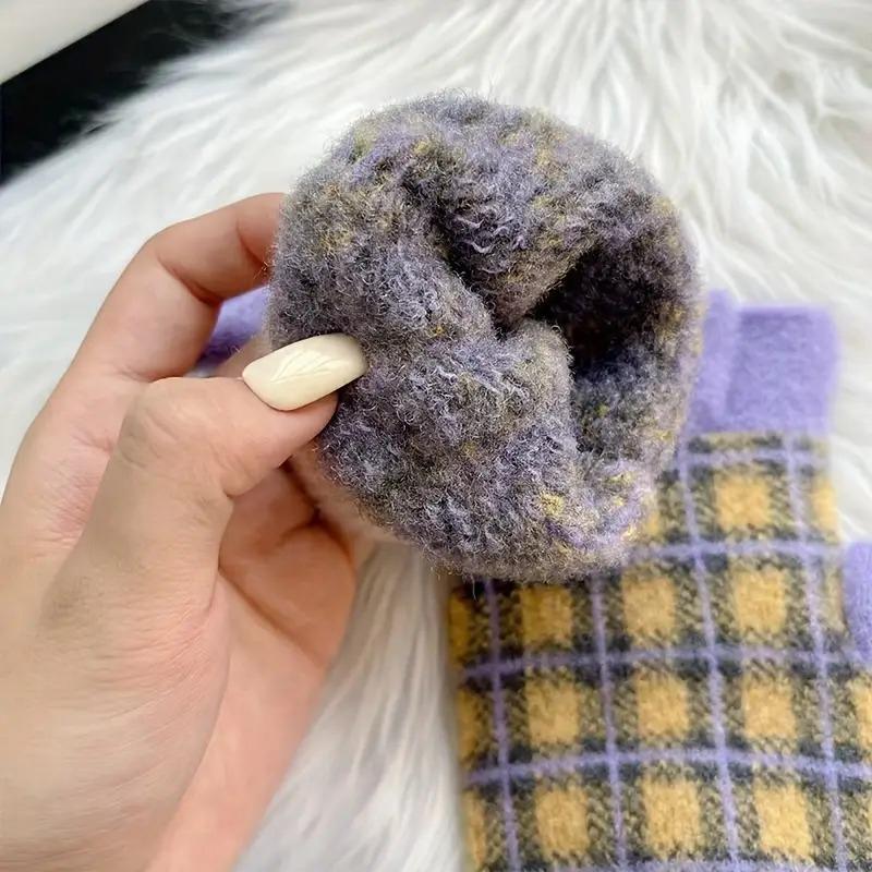 Female Checkerboard Winter Half-Finger Gloves Warm Half Open Finger Korean Version Student Writing Winter Typing Computer