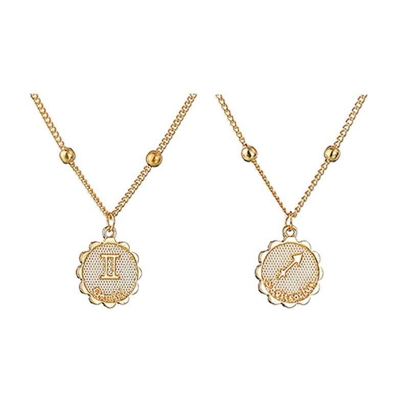 Fashion Girls Clavicle Chain Charm Necklaces Jewelry Temperament Twelve Constellations Coin Pendant Necklace For Women