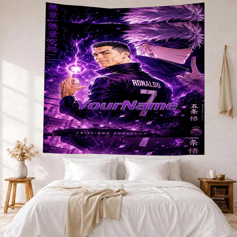 Cristiano Ronaldo Custom Your Name Wall Decor Tapestry Art For Pet Memorial Birthdaywedding Party Backdrop Family Gift