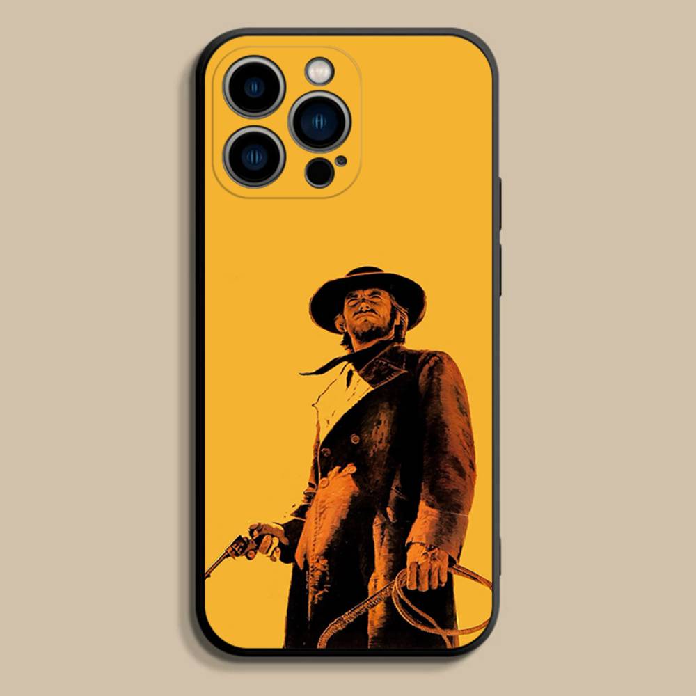 Ковбойский чехол для телефона Clint Eastwood Для iPhone 17,16,15,14,13,12,Pro,Max,Plus,E,SE4,Air,Mini Черный Мягкий Чехол