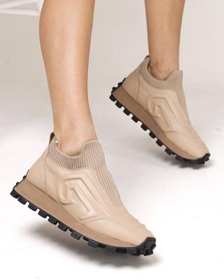 Кроссовки зимние 70644 36 бежевые кожа