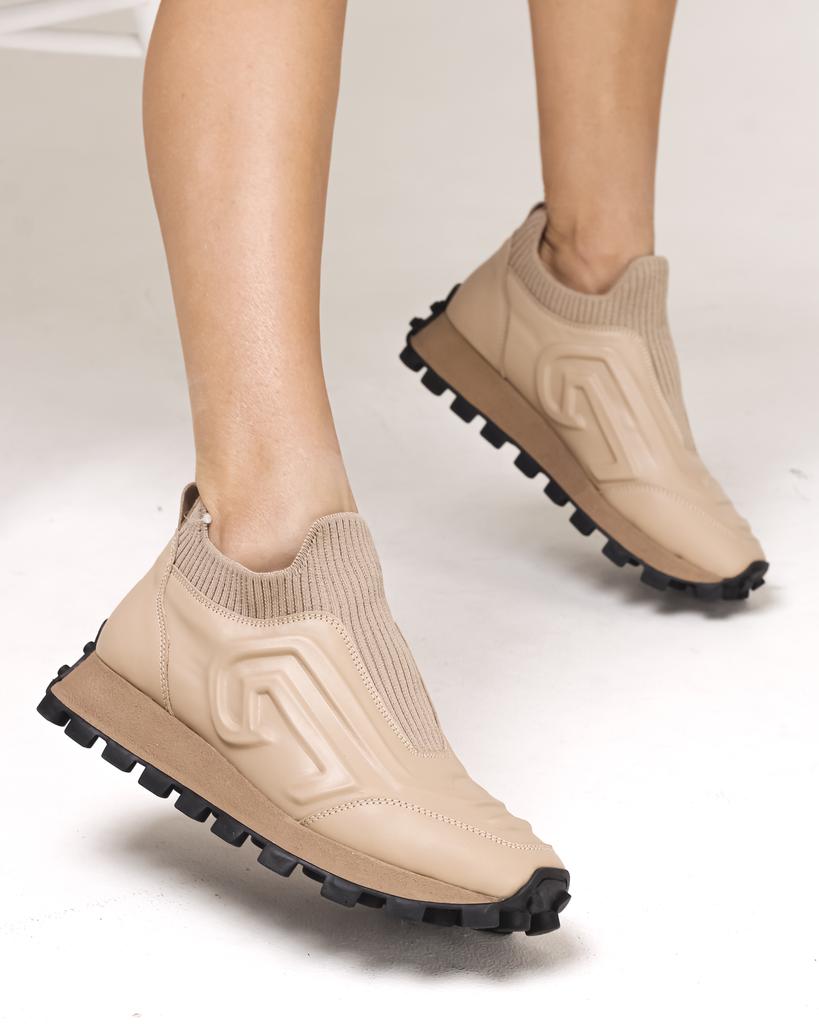 Кроссовки зимние Phany 70644 36 бежевые кожа