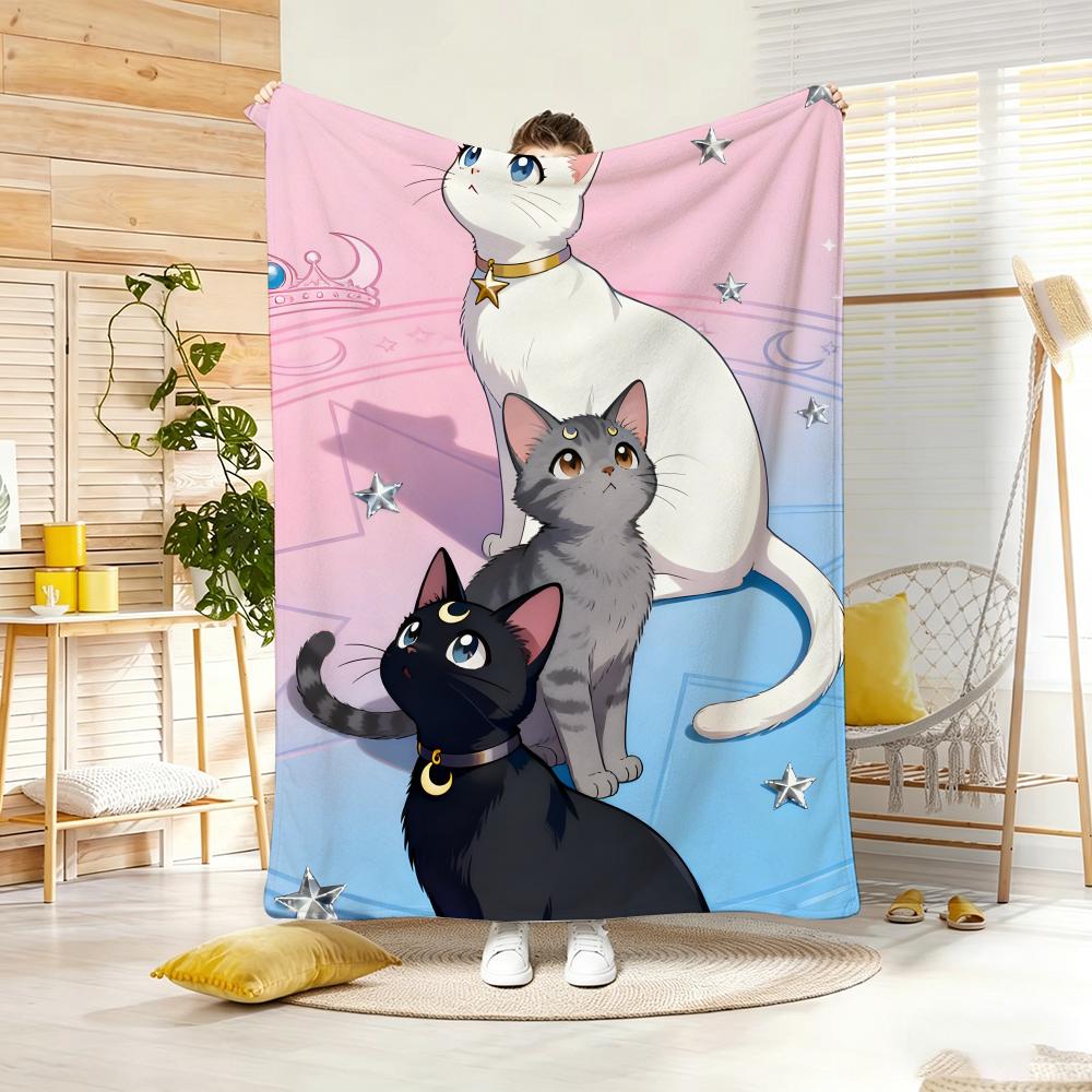 Мультяшное одеяло M-MoonS CatS, мягкое, теплое, для спальни, гостиной, кровати, путешествий, кемпинга, пикника, подарок