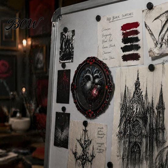 Halloween Skeleton Kitchen Accessories Gothic Refrigerator Magnet, Retro Oval Photo Frame Fridge Magnets, Distressed Festive Atmosphere Decor