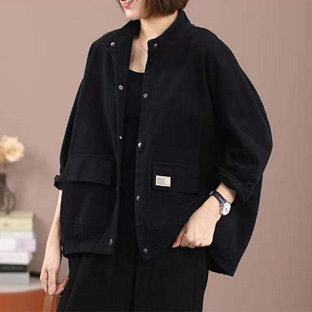 Женская джинсовая куртка, короткая свободная куртка с длинным рукавом