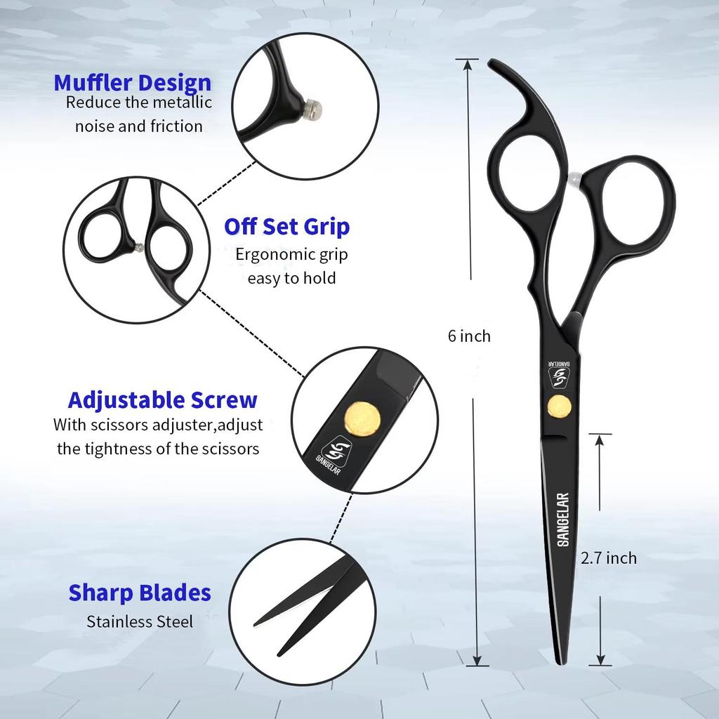 SANGELAR 6-дюймовые профессиональные парикмахерские ножницы, парикмахерские ножницы для стрижки волос, салонные инструменты для мамы, папы, друзей, подарки