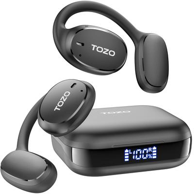 TOZO OpenEgo беспроводные открытые Bluetooth-наушники для спорта с цифровым дисплеем и заушным креплением для длинных двух микрофонов, четкий звонок для тренировок, защита от пота
