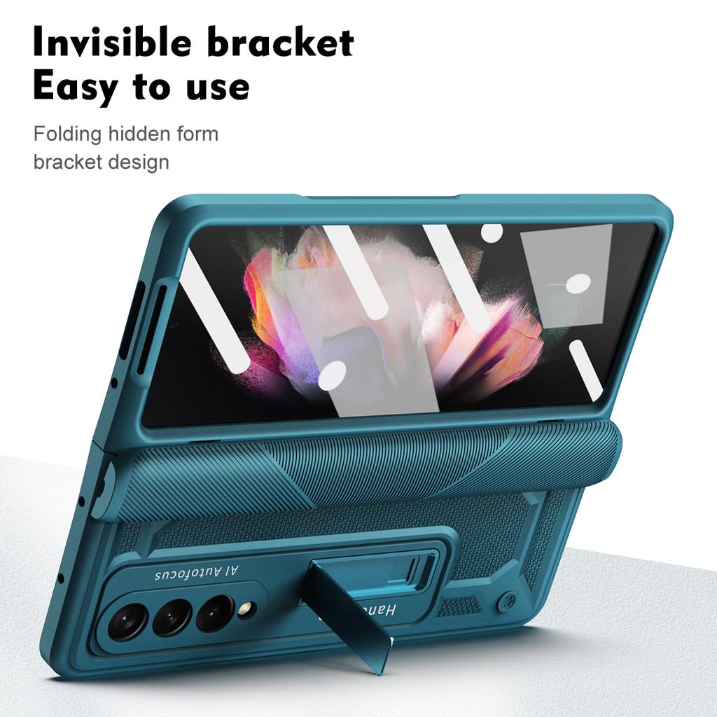 Fall Protection Hard Armor Case For Samsung Galaxy Z Fold 4 Fold3 Fold4 Fold2 Fold5 Fold 3 2 5 Kickstand Tempered Glass Cover