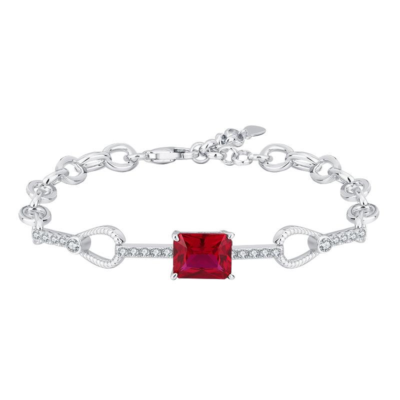 S925 Серебро Моделирование Красочное Сокровище Точность Ретро Простой Браслет Женский Свинцовый Камень 8*10