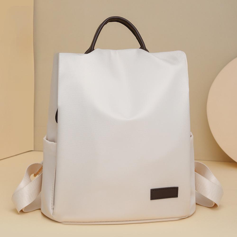 Oxford Cloth Anti-Theft Backpack Lightweight Solid Color Travel Backpack Large Capacity Waterproof Satchel for Women Girls