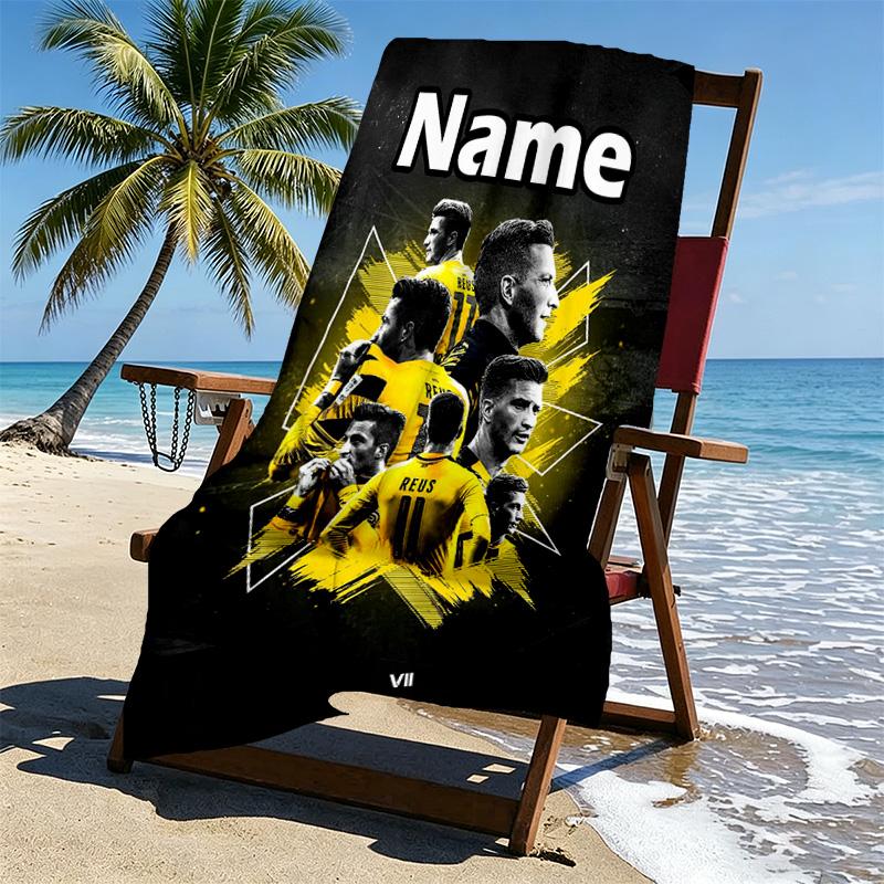 Custom Name Personalized Borussia Dortmund Print Beach Towel, for Trip Camping Beach Party Home Decor, Birthday Gift for Family & Friends