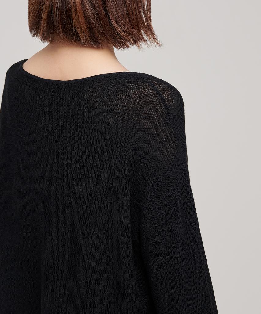 MUSINSA STANDARD WOMAN Women'S Linen Blend Boat Neck Sheer Knit [Black]