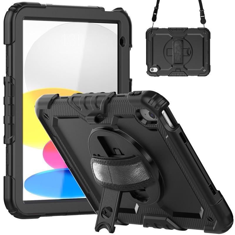 Silicone Full Cover Rotating Strap Case IPad 10th Gen 10.9 Inch Air 4/5 10.2 Color Block Design With Cushion