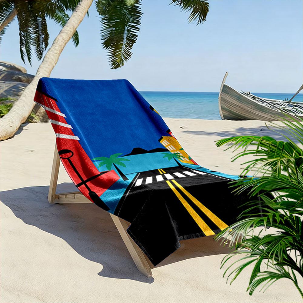 Colorful City Street Design Beach Towel Quick-drying for Travel Outdoor Sports Jogging Beach and Swimming