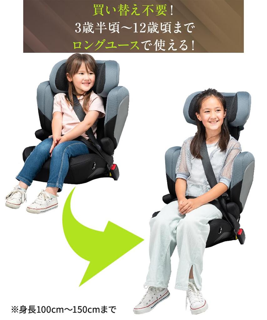 Nebio Junior Seat ISOFIX R129 Compliant Grande Pit Height Ages 3 and a Half To 12 Years Child Seat Kids GrandePit Nebio i-Size 100cm-150cm