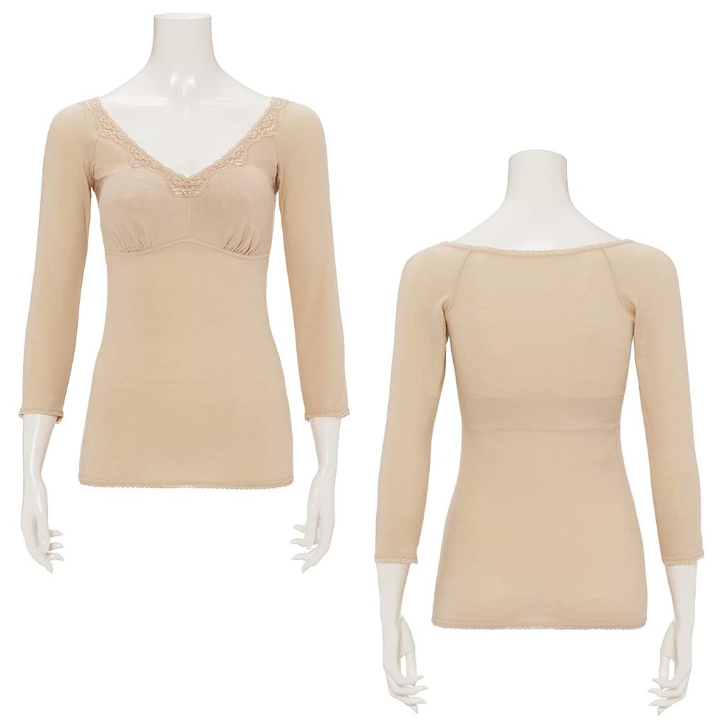 Triumph Cupped Soft Innerwear 5140 Sleeve Top 00NZ Size M 3/4 (Beige)