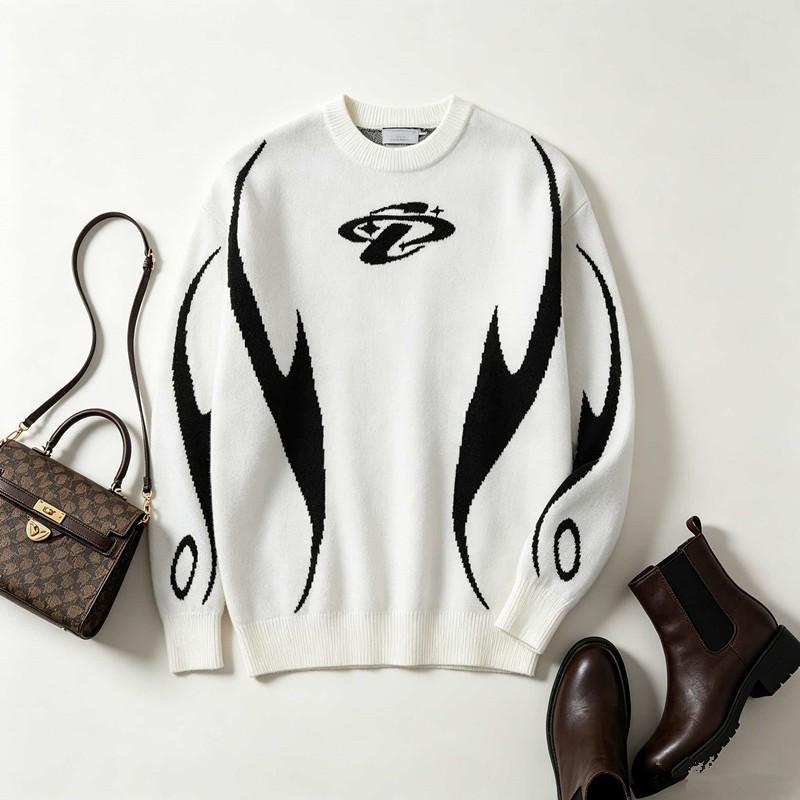 Womens Oversized Round Neck Knit Sweater Loose Fit Office Casual Pullover 2026 Fall Winter